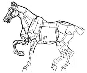Block Horse Drawing