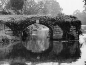 Old Bridge In Grayscale