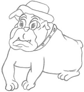 Cartoon Drawing of a Bulldog